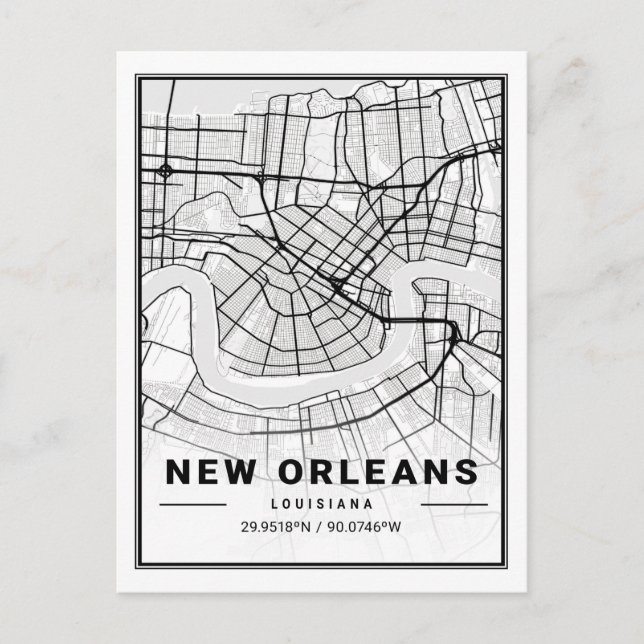 Postal Nueva Orleans Louisiana Estados Unidos Mapa de la  (Anverso)