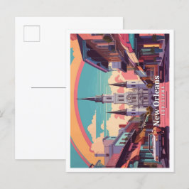 Postal Nueva Orleans Louisiana Pop Art Travel Ilustracion