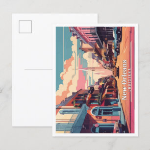 Postal Nueva Orleans Louisiana Pop Art Travel Ilustracion