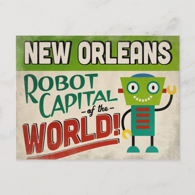 Postal Nueva Orleans Louisiana Robot - Graciosa cosecha (Anverso)