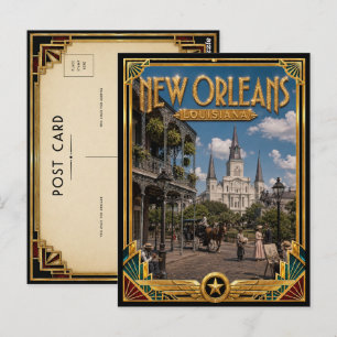 Postal Nueva Orleans Luisiana Arte Deco Vintage Edad Dora
