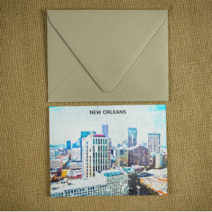 Postal Nueva Orleans Luisiana City Silhouette
