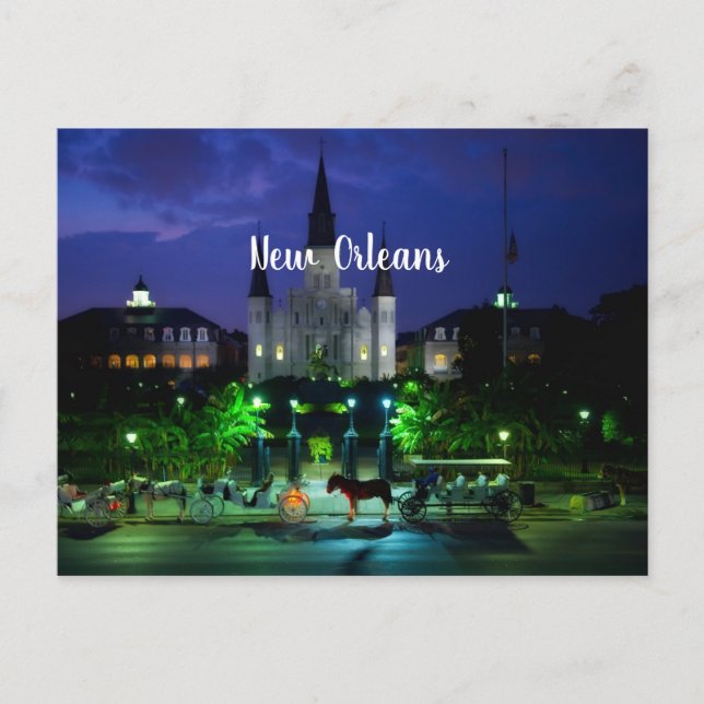 Postal Nueva Orleans, Luisiana de noche (Anverso)