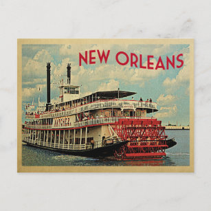 Postal Nueva Orleans postcard Louisiana River Boat Vintag