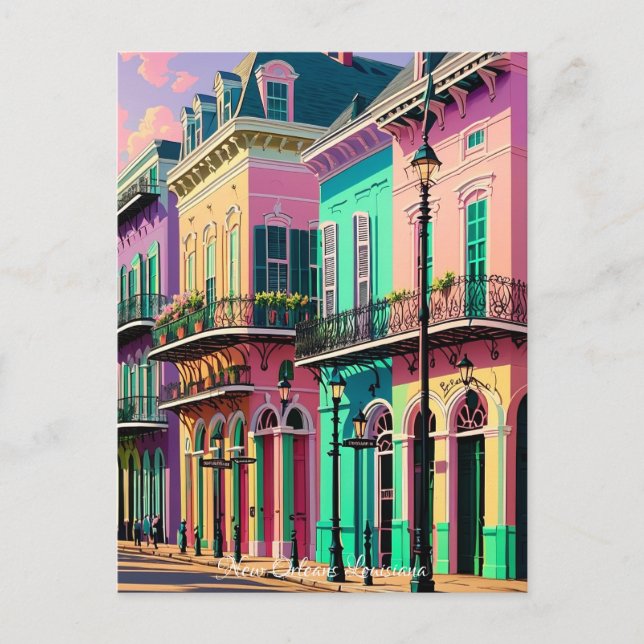 Postal Nueva Orleans retro vintage Louisiana (Anverso)