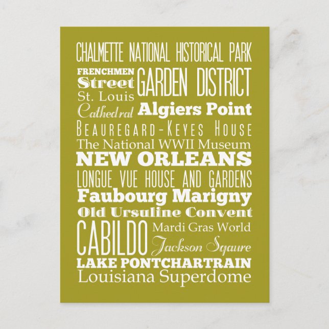 Postal Nueva Orleans única, idea de regalo de Luisiana (Anverso)