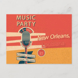 Postal Nueva Orleans vintage, Fiesta musical de Luisiana