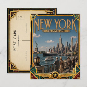 Postal Nueva York Arte Deco Vintage Edad Dorada