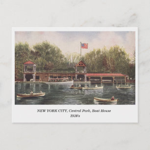 Postal Nueva YORK CITY Central Park Bote House antigua po