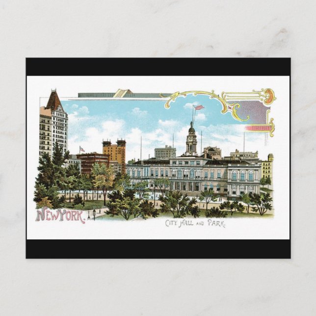 Postal Nueva York, City Hall y Park (Anverso)