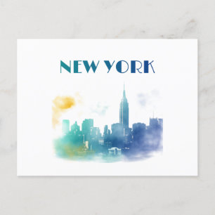 Postal Nueva York City Skyline NYC Travel America Liberty