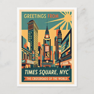 Postal Nueva York Ciudad Times Square Retro