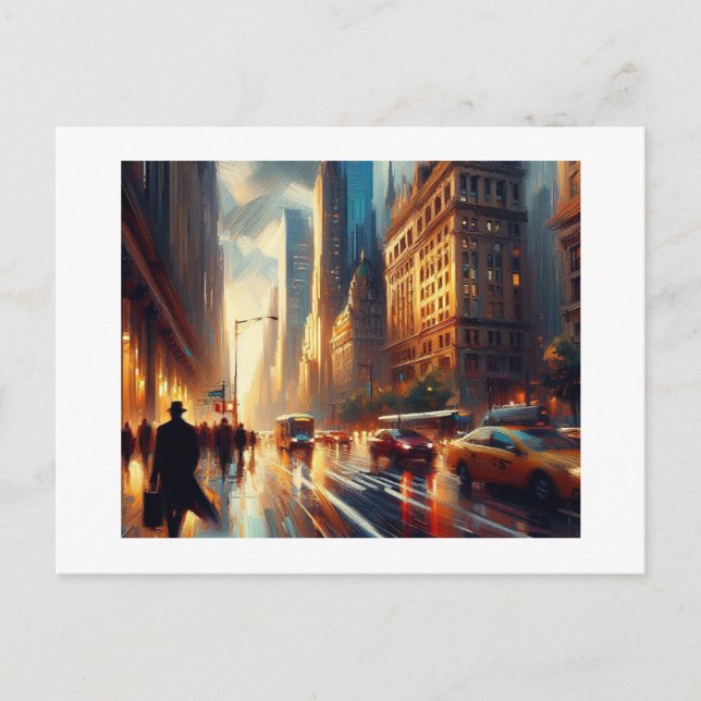 Postal Nueva York de noche, (Anverso)