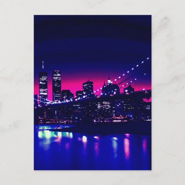 Postal Nueva York de noche (Anverso)