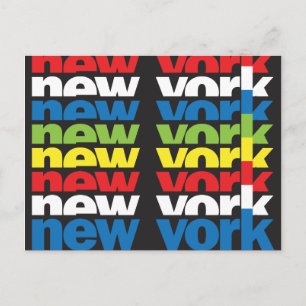 Postal Nueva York, diseño de texto retro