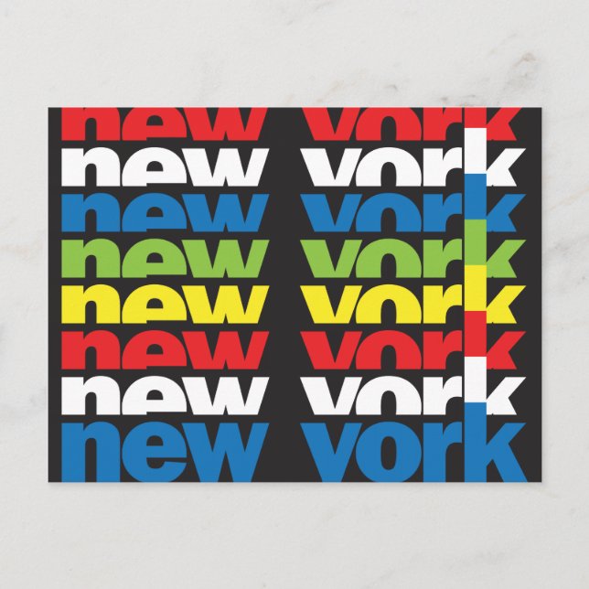 Postal Nueva York, diseño de texto retro (Anverso)