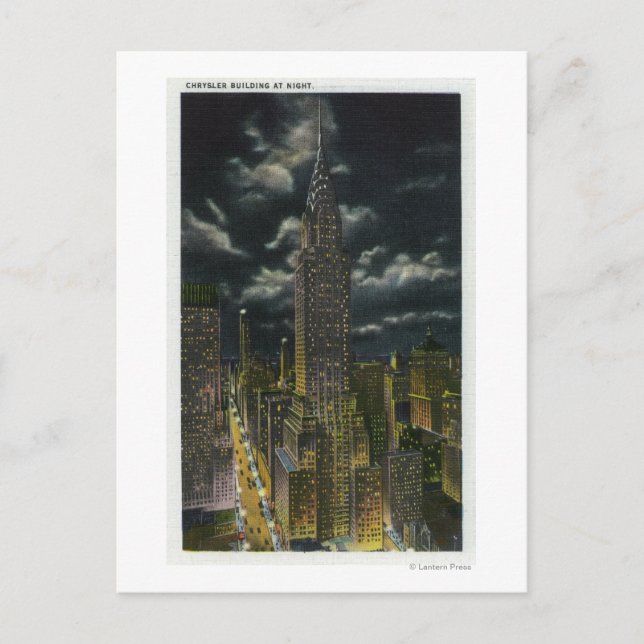 Postal Nueva York, edificio Chrysler en la noche nº 2 (Anverso)