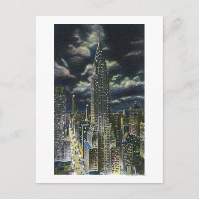 Postal Nueva York, edificio Chrysler en la noche número 1 (Anverso)