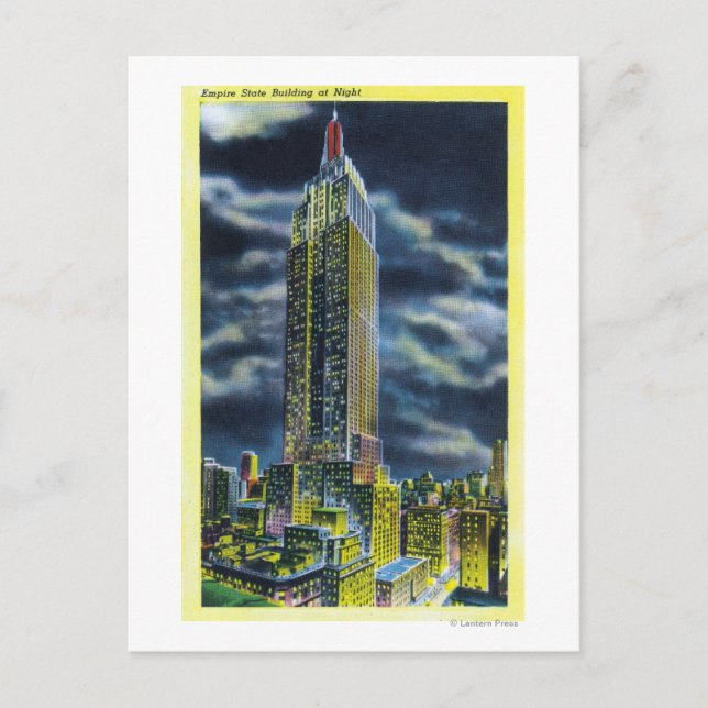Postal Nueva York, edificio del Empire State de noche (Anverso)