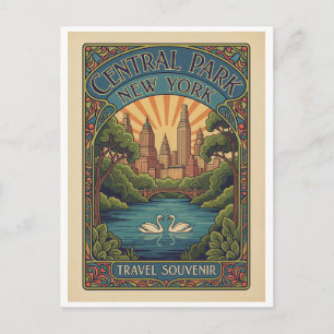 Postal Nueva York, EE. UU. – Central Park Estilo Retro Añ