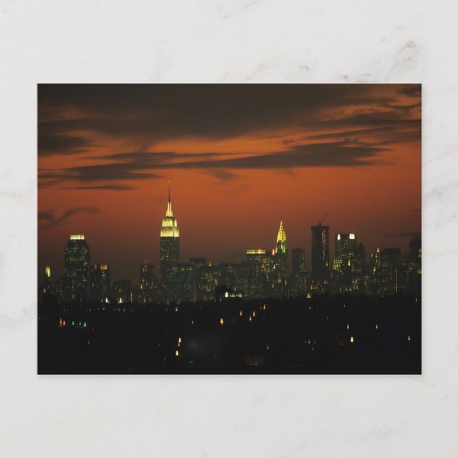 Postal Nueva York, EE. UU. Silueta de Manhattan alta 2 (Anverso)