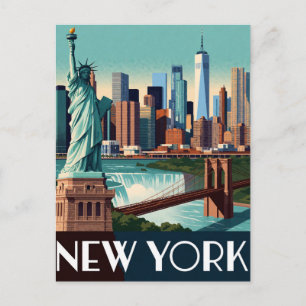 Postal Nueva York EEUU horizonte de Manhattan Exploración