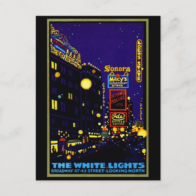 Postal Nueva York en 1925 de noche (Anverso)