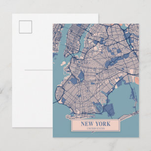 Postal Nueva York Estados Unidos Mapa de la Ciudad Ventos