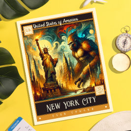 Postal Nueva York, Estados Unidos | Pintura de época
