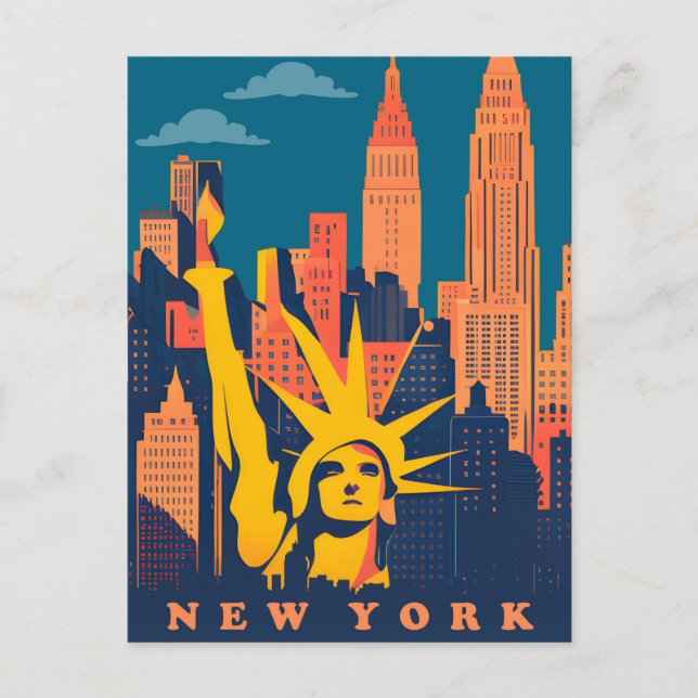 Postal Nueva York, Estatua De La Libertad, Viajes (Anverso)