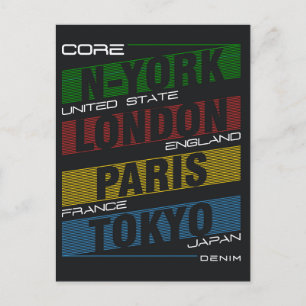 Postal Nueva York, Londres, París, Tokio