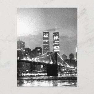 Postal Nueva York negra y blanca de noche
