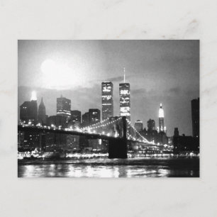 Postal Nueva York negra y blanca de noche