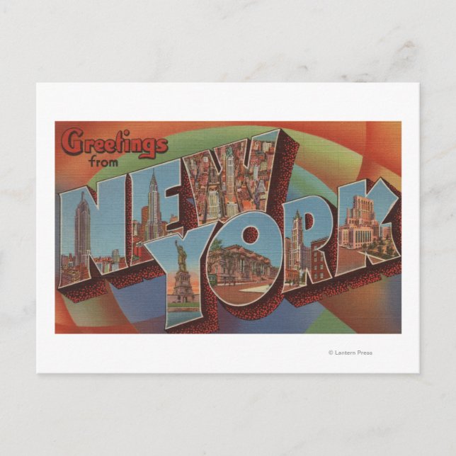 Postal Nueva York, Nueva York - Escenas de letras grandes (Anverso)