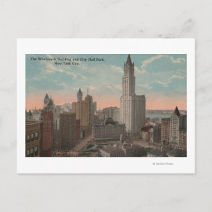 Postal Nueva York, NY - Edificio Woolworth y Ayuntamiento