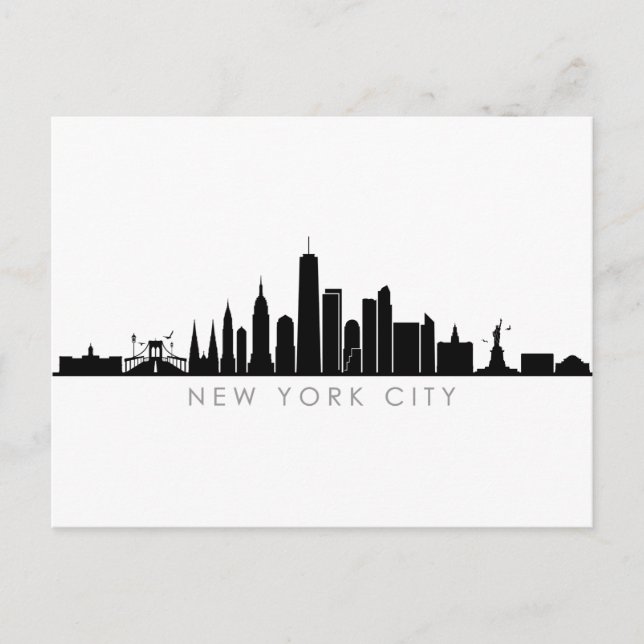 Postal NUEVA YORK NYC Manhatten USA Skyline Silhouette (Anverso)