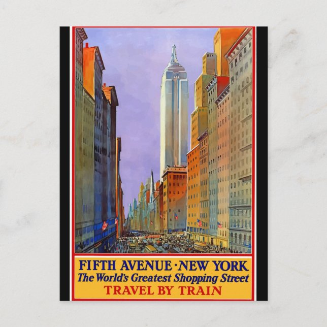 Postal Nueva York, Quinta Avenida, Afiche Vintage, (Anverso)