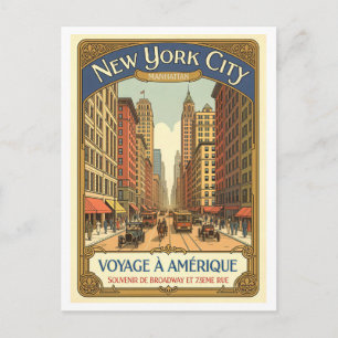 Postal Nueva York, Retro Francés Bway & 73rd Único