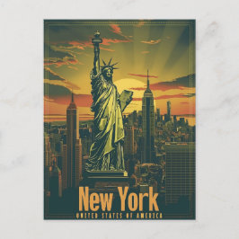 Postal Nueva York - Una dama de libertad