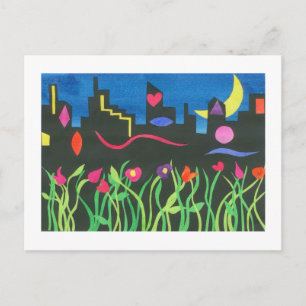 Postal Nueva York verde de noche