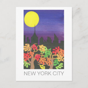 Postal Nueva York verde de noche en otoño