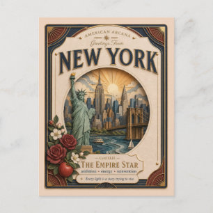 Postal Nueva York Vintage Paper Cut American Arcana