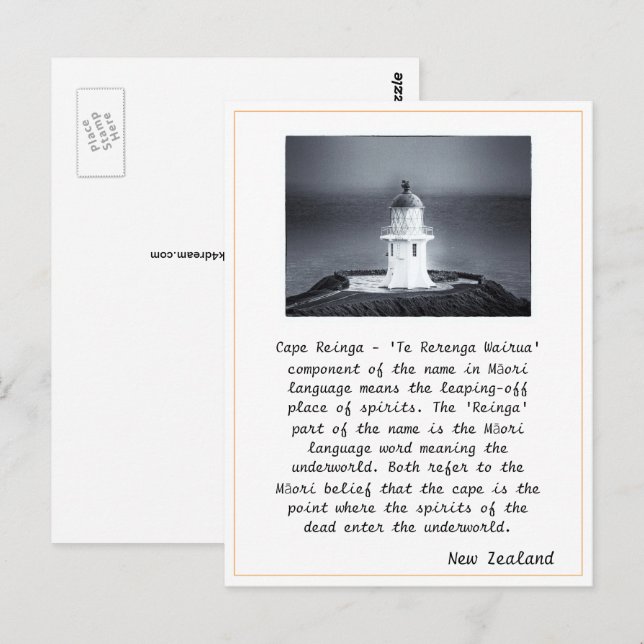 Postal Nueva Zelanda - Faro de Reinga del Cabo / árbol ma (Anverso / Reverso)