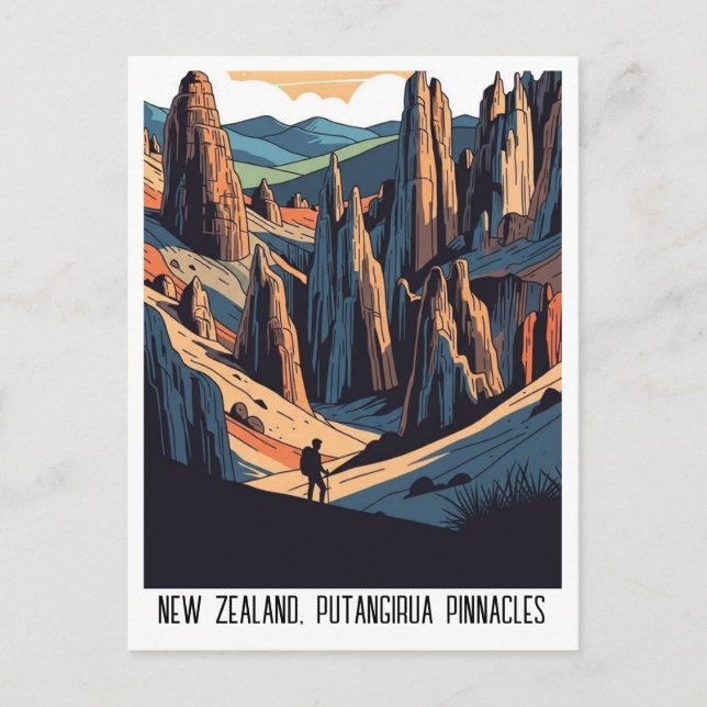 Postal Nueva Zelanda Putangirua PinnaclesViaje (Anverso)