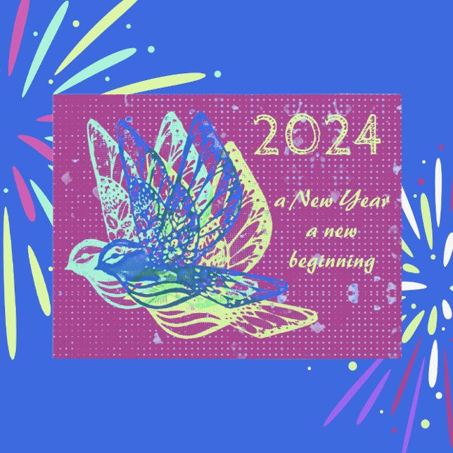 Postal Nuevas palomas de comienzos y paz Feliz Año Nuevo (Subido por el creador)