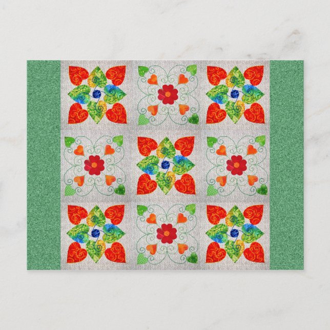 Postal Nueve Parches Heart Quilt (Anverso)