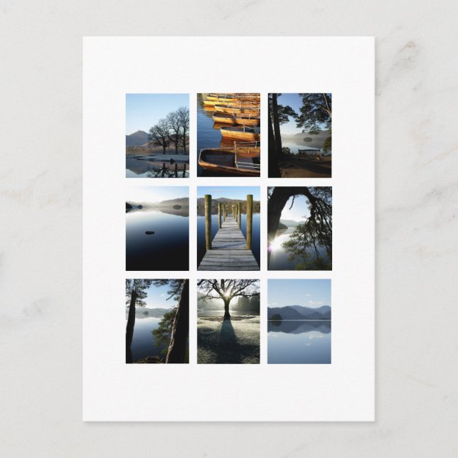 Postal Nueve vistas de Derwentwater - Distrito Lake, Rein (Anverso)