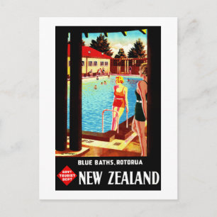 Postal Nuevo afiche de la época de Rotorua Vintage en Nue