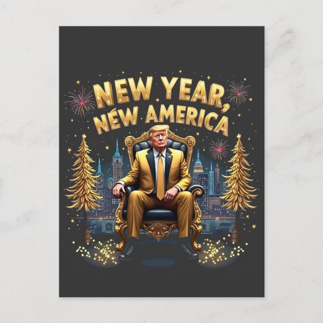 Postal Nuevo año América Orgullosa Maga Trump Inauguració (Anverso)