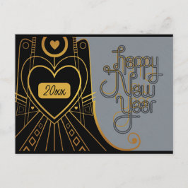 Postal Nuevo Año Elegante Art Deco